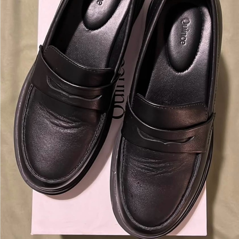 Quince Women’s Black Leather Penny Loafers